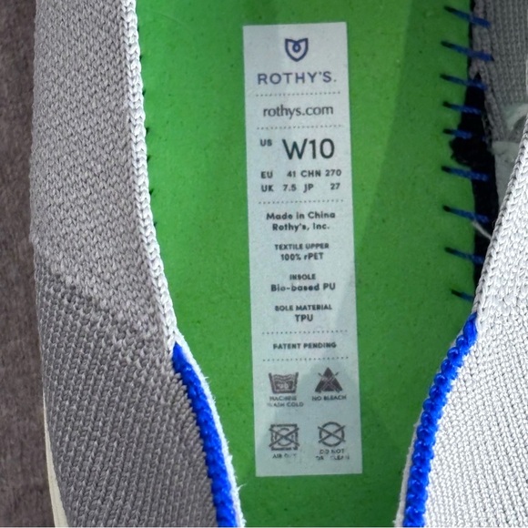 ROTHY’s Sz 10 The Original Slip-On Loafers Rubber Sole Machine Washable in Grey - Picture 8 of 11